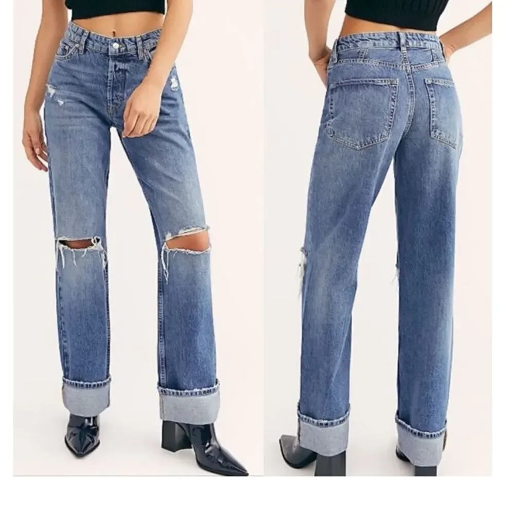 We The Free‎ Wild Flower High Rise Distressed Jeans Size 26 Button Fly